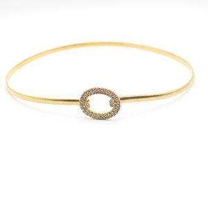 Vtg Gold Stretch Belt, Rhinestone Buckle, Snake Coil Belt, 1980s